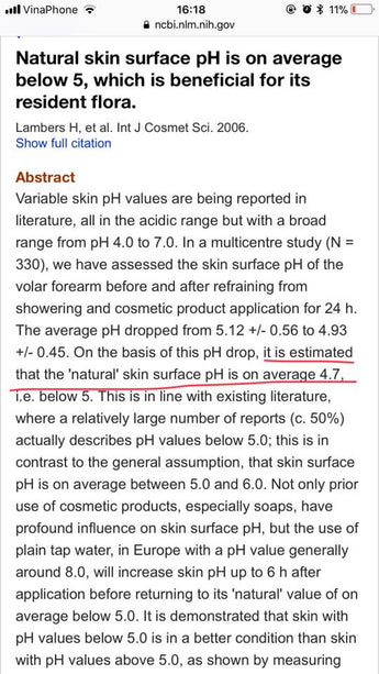 “pH thông thường của làn da không phải là 5.5,mà là 4.7!”